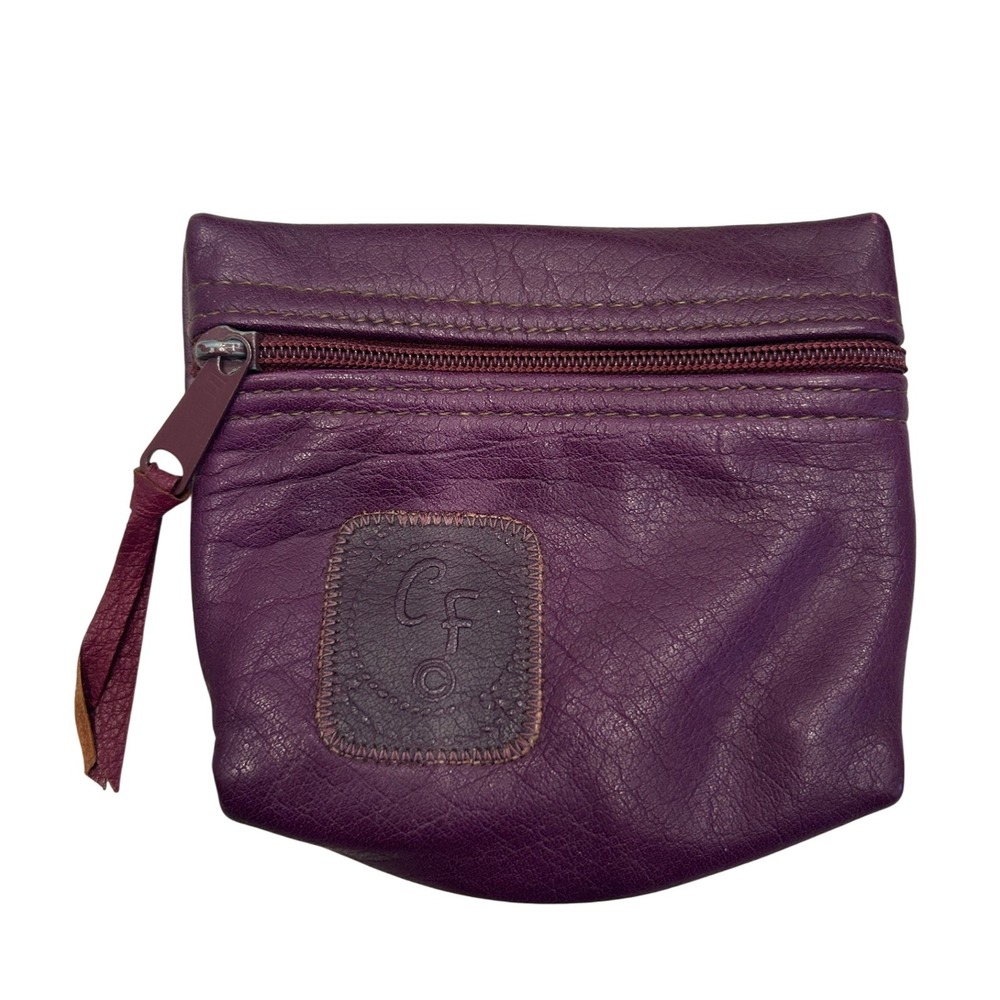 VINTAGE‎ Carlos Falchi Purple Leather Small Pouch Coin Purse Clutch